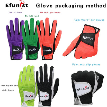 Men's Golf Glove Micro Soft Fiber Breathable 1 Pair or Worn on Left/Right Hand With Magic Tape Elastic band 5 Colors Golf Golves