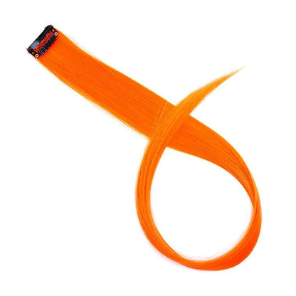 5PCS 22Inch Synthetic Long Straight Hair Clips Rainbow Hair Extension Colored Red Green Blue Hairpiece for Women