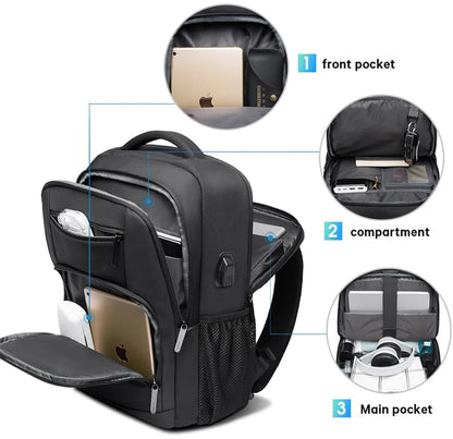 BANGE Sling Travel Laptop Backpack Fits 15.6 Inch Laptop for Men and Women Waterproof with Side Mesh Pocket USB Charging Port