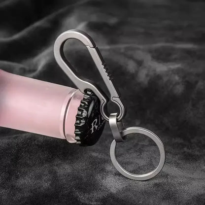 Titantium Carabiner Keychain Carabiner Hook Key Ring Key Holder with Bottle Opener for Camping Hiking Fishing Travel Outdoor