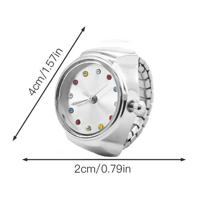 New Hot Sales Creative Diamond-Set Ring Watches With Alloy Cases, Finger Round Dials For Couples And Men