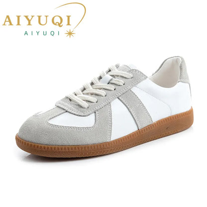 AIYUQI Damen Sneakers 2025 Neue Echtes Leder Damen Moral Trainingsschuhe Casual Frühling Flache Schuhe Damen 