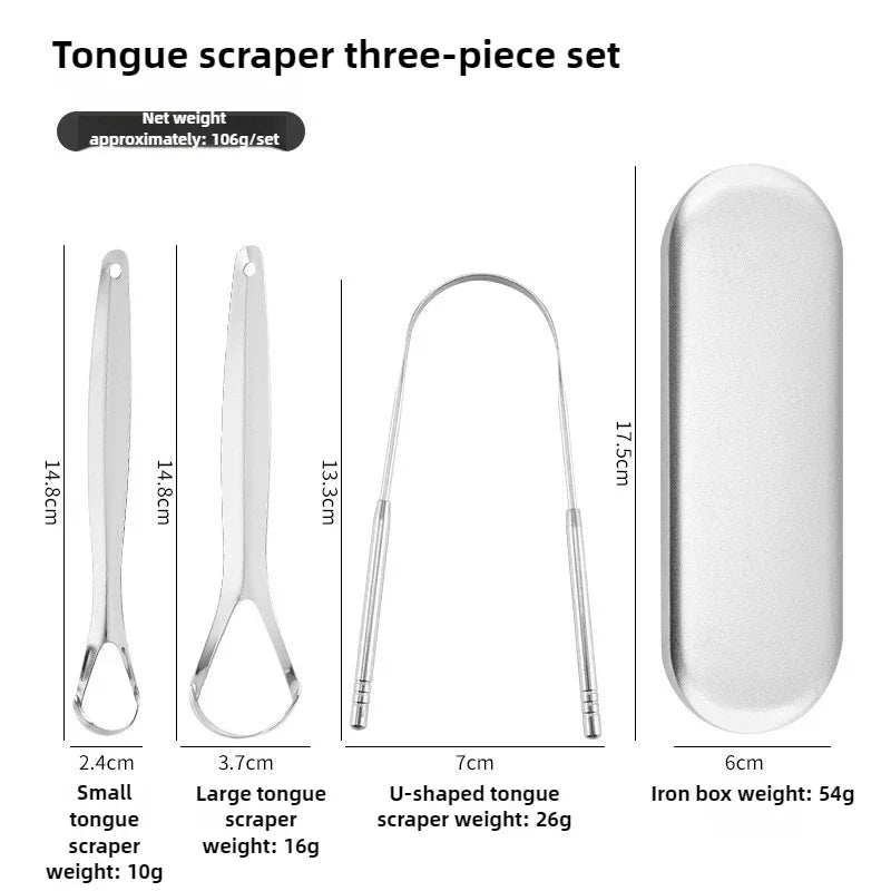 1/2/3Pcs Reusable Stainless Steel Useful Tongue Scraper Cleaner Fresh Breath Cleaning Coated Tongue Oral Hygiene Care Tools