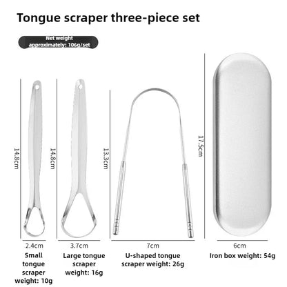 1/2/3Pcs Reusable Stainless Steel Useful Tongue Scraper Cleaner Fresh Breath Cleaning Coated Tongue Oral Hygiene Care Tools