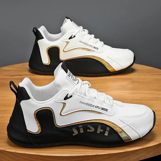 Men's PU Leather Waterproof Sneakers Casual Sports Shoes Men Lightweight Breathable Flat Non-slip Tenis Shoes Zapatillas Hombre