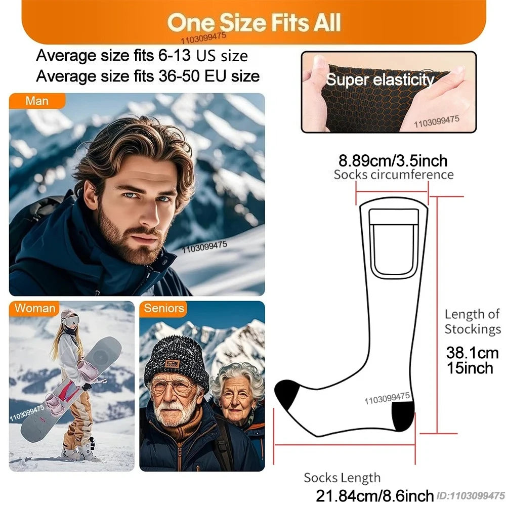 New Heated Socks Rechargeable 6000mah Electric Heated Skiing Socks Snowboarding Outdoor Sports Foot Warmer Winter Thermal Socks