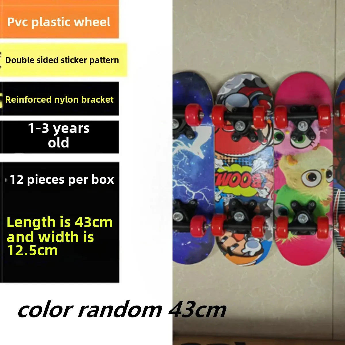 Youth Child Skateboard Maple Double Rock Skate Board Patin Skates Kids Skateboarding Cartoon Sticker Kids Griptape Longboard