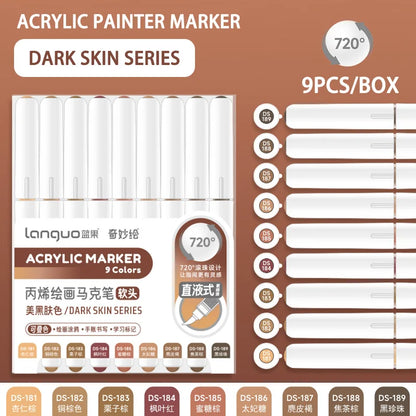 Languo 9pcs/box Soft Brush Acrylic Marker Pen Set£¬DIY Hand Drawn,Paint Art Markers pens,Student Graffiti Acrylic Paint Pens,M720