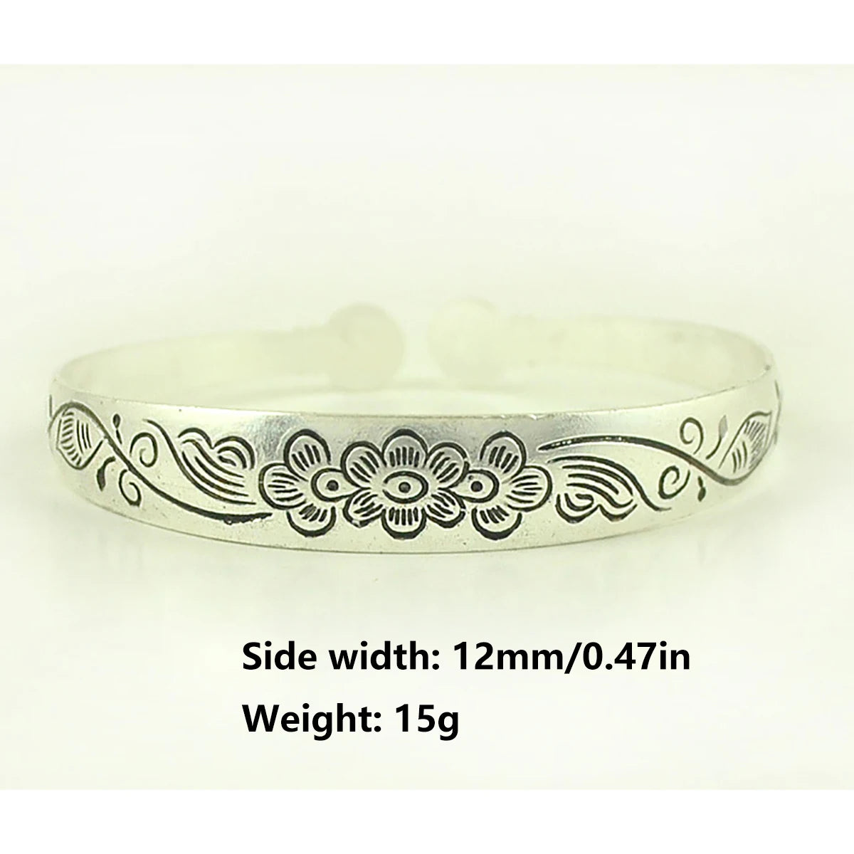 New Retro Cuff Bracelets Tibetan Silver Metal Carving Fish Elephant Flower Bangles Vintage Gypsy Jewelry Female Gifts