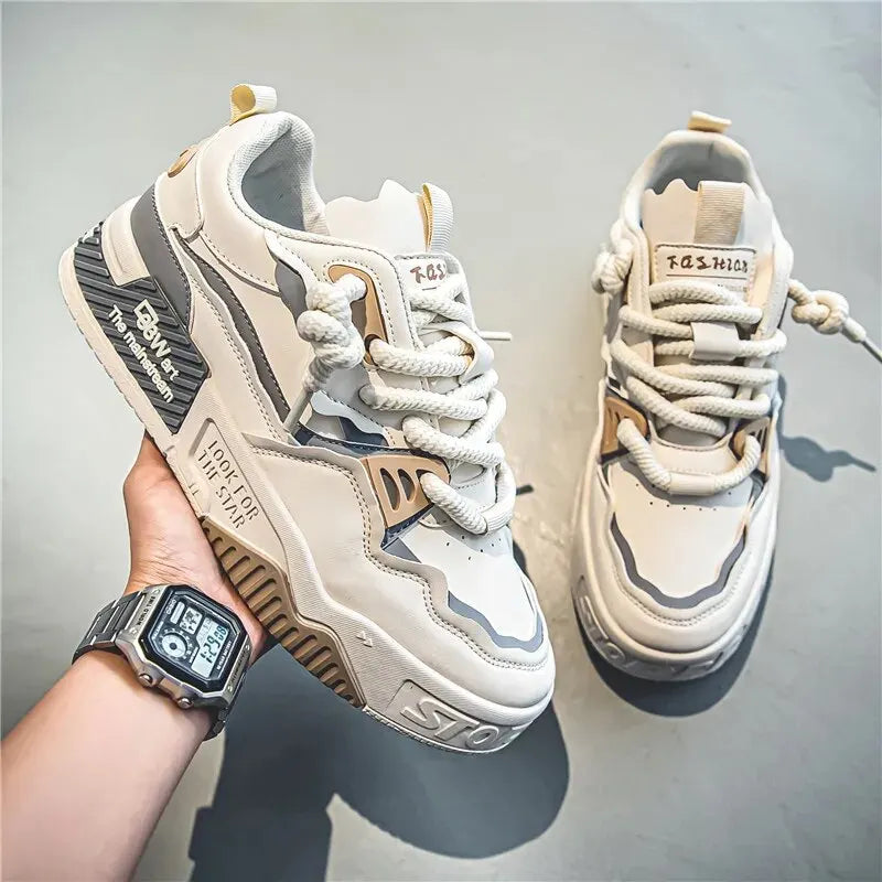 Men's Trendy Skate Shoes, Comfy Non Slip Casual Lace Up Sneakers For Men's Outdoor Activities