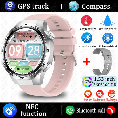 2025 New Watch 5 MAX Smart Watch HD AMOLED Screen NFC GPS Tracker Bluetooth Call Waterproof Sports Health Smartwatch Men Women