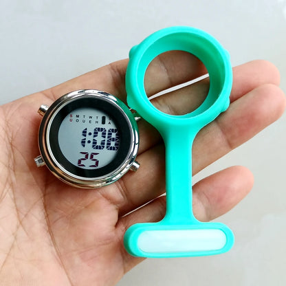 Unisex Nurse Doctor Hospital Medical Workers Alarm Luminous Brooches Pins Digital Electronic FOB Pocket Watches Hang Clock Gifts