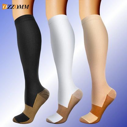 1Pair Copper Fiber Compression Socks Men's Women's Outdoor Sports Socks Happy Interesting Nylon Varicose Veins Diabetes Fitness