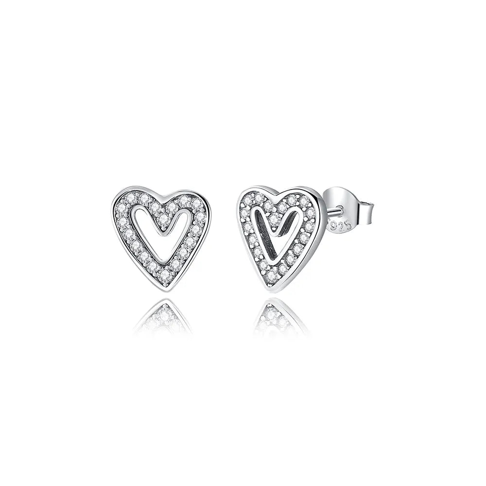 Original 925 Sterling Silver Earrings 2025 Stud Hoop Crystal Earings For Women Rose Gold Crown Heart Infinity Bee Earing Jewelry