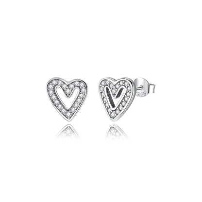 Original 925 Sterling Silver Earrings 2025 Stud Hoop Crystal Earings For Women Rose Gold Crown Heart Infinity Bee Earing Jewelry