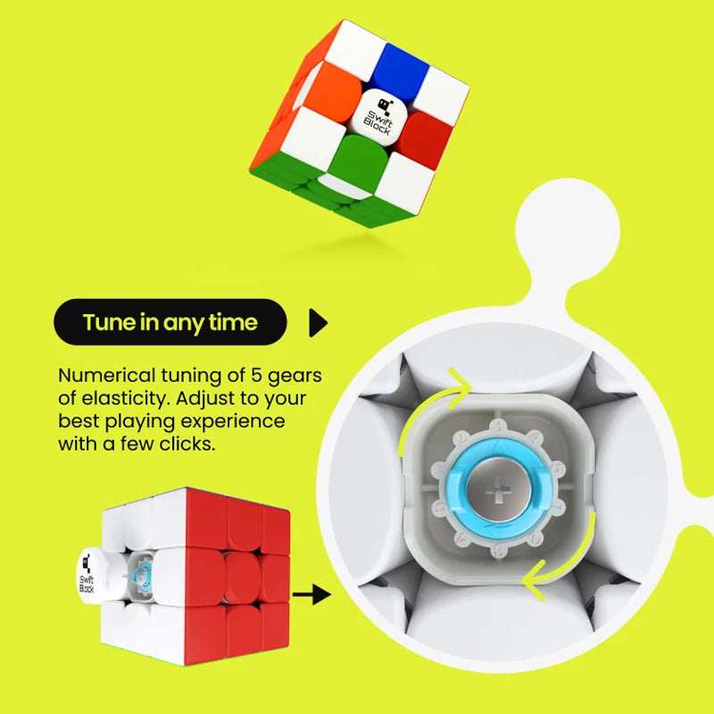 [Gan Swift Block 3x3 Magnetic Cube] 355S stickerless Professional Speed Cube Toy for Children