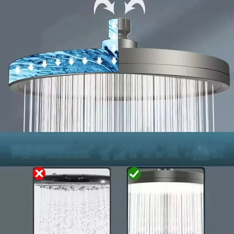 New 6 Modes Large Flow Supercharge Rainfall Shower Head 230mm Round High Pressure Top Spray Rain Showerhead Bathroom Accessories