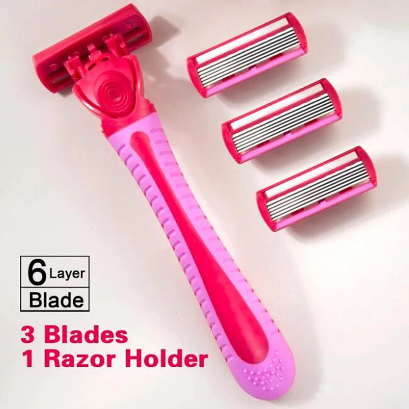 Razor for women 6-Layer blade leg hair underarm shaving knife 6-layer blades razor cross-border spot manual razor Leg shaver