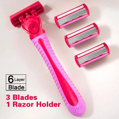 Razor for women 6-Layer blade leg hair underarm shaving knife 6-layer blades razor cross-border spot manual razor Leg shaver