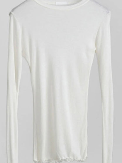 High Quality Plain T Shirt Women  Elastic Basic T-shirts Female Casual Tops Long Sleeve Sexy Thin T-shirt see through