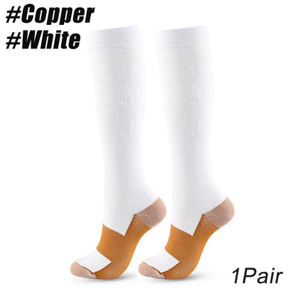 1Pair Copper Fiber Compression Socks Men's Women's Outdoor Sports Socks Happy Interesting Nylon Varicose Veins Diabetes Fitness