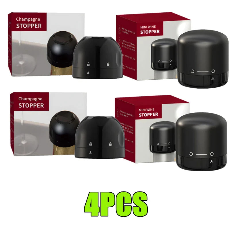 New 4/2/1PC Wine Stopper Reusable Bar Accessories Silicone Sealing Champagne Cork Keep Wine Freshness Bottle Cap Barware Home