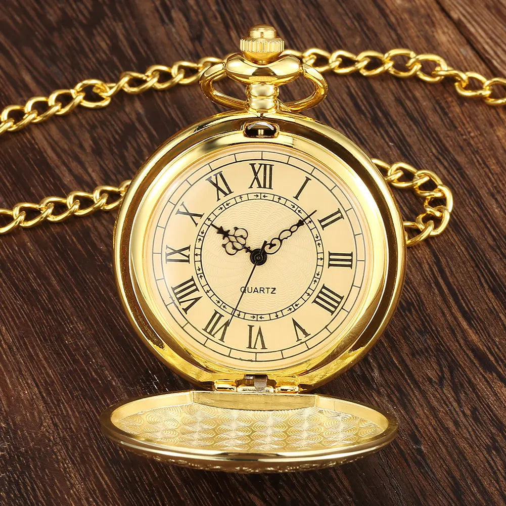 Glamour Golden Silvery Black bronze Quartz pocket watch Men Women's Friends Steampunk necklace pocket watch
