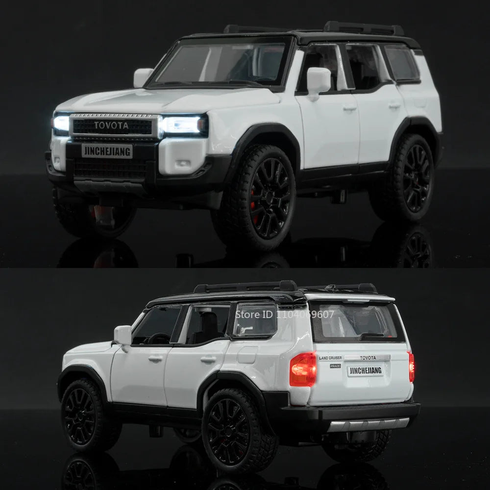 1:32 Prado SUV Car Model Toys Alloy Die-casting Pull Back 6 Doors Opened Sound Light Off-road Vehicle Gifts for Kids Collection