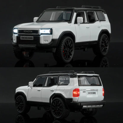 1:32 Prado SUV Car Model Toys Alloy Die-casting Pull Back 6 Doors Opened Sound Light Off-road Vehicle Gifts for Kids Collection
