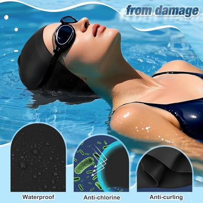 Unisex Adult Silicone Swim Cap Waterproof Swimming Hat Non Slip Bathing Pool Hat Elastic Silicone Cap for Long and Short Hair