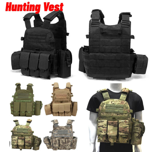 Nylon Tactical Vest Body Armor Hunting Carrier Airsoft Accessories Men Combat MOLLE Camo Military Army Vest Outdoor CS Hunting