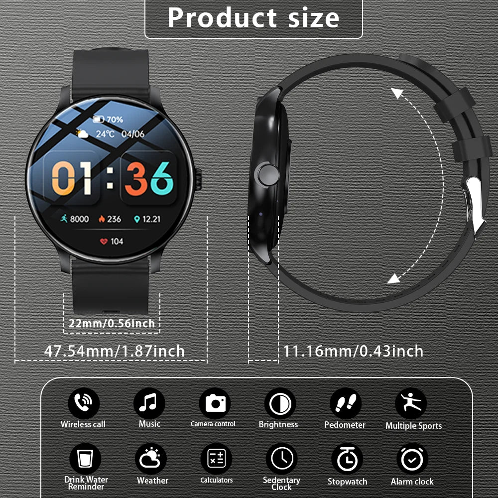 LAXASFIT 2025 New Smart Watch Men's Full Touch Screen Sports Watch Bluetooth Dial and Answer Smart Watch Women's Holiday Gift