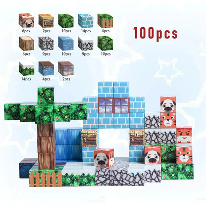 192PCS Magnetic Building Blocks Mine Magnet World Set Toys STEM Montessori Stacking Cubes Construction Set Christmas Gift