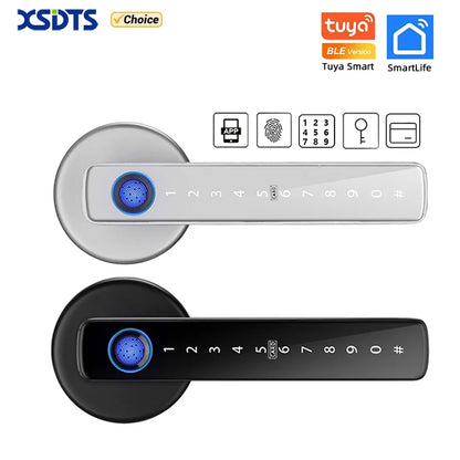 XSDTS M5 Tuya BLE Fingerprint Door Lock Digital Electronic Lock with Password/Key/IC Card/ Smartlife/ Tuya APP Unlock