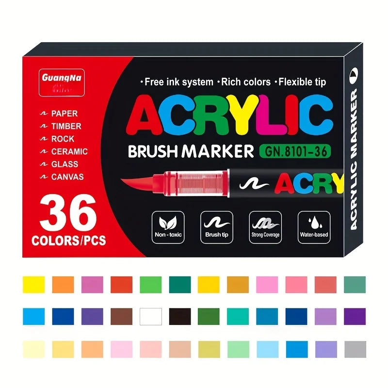 12/24/36/48/60/72/120/168 Colors Art Markers, Soft Tip resistant Acrylic Markers for Stone, Glass, Ceramic, Easter Eggs, Metal