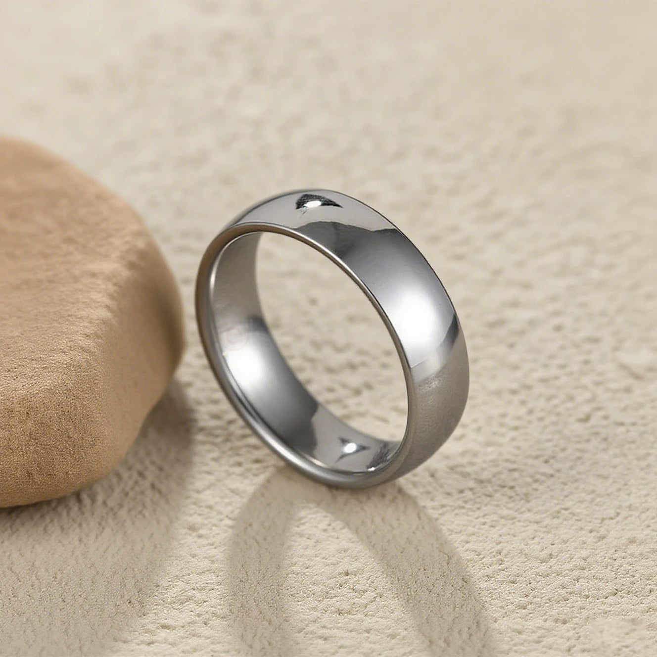 Kissmoon Trendy Stainless Steel High Quality Simple 6MM Men Glossy Ring for Women Couple Weeding Jewelry Banquet Party Gifts