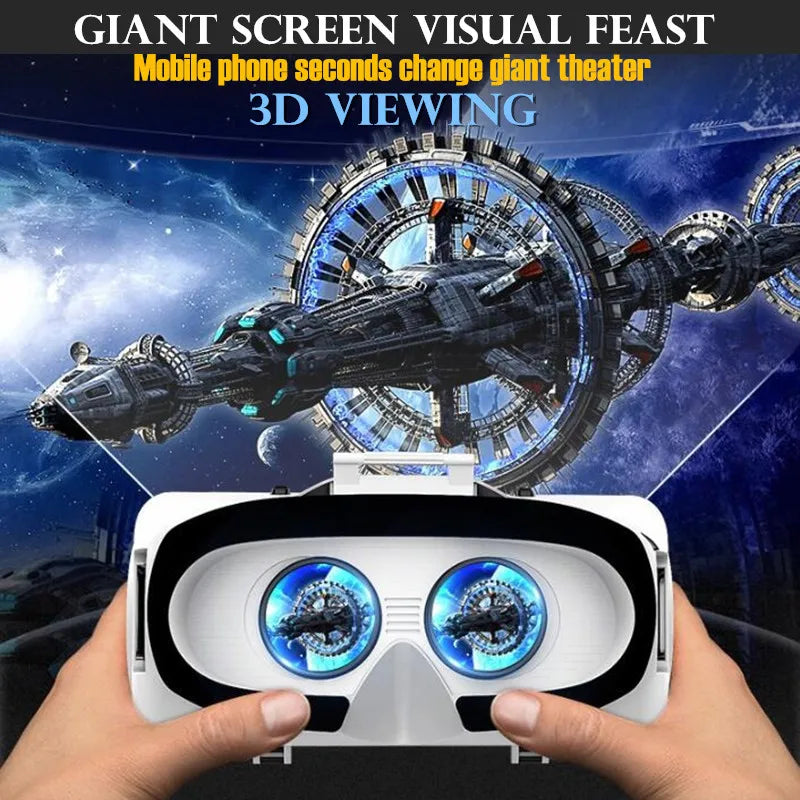 Virtual Reality Glasses IMAX Giant Screen 3D Movie Google Cardboard Box VR Headset Helmet for Smartphone,Support Game Joystick