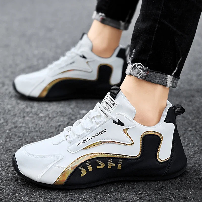 Men's PU Leather Waterproof Sneakers Casual Sports Shoes Men Lightweight Breathable Flat Non-slip Tenis Shoes Zapatillas Hombre