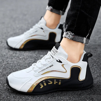 Men's PU Leather Waterproof Sneakers Casual Sports Shoes Men Lightweight Breathable Flat Non-slip Tenis Shoes Zapatillas Hombre