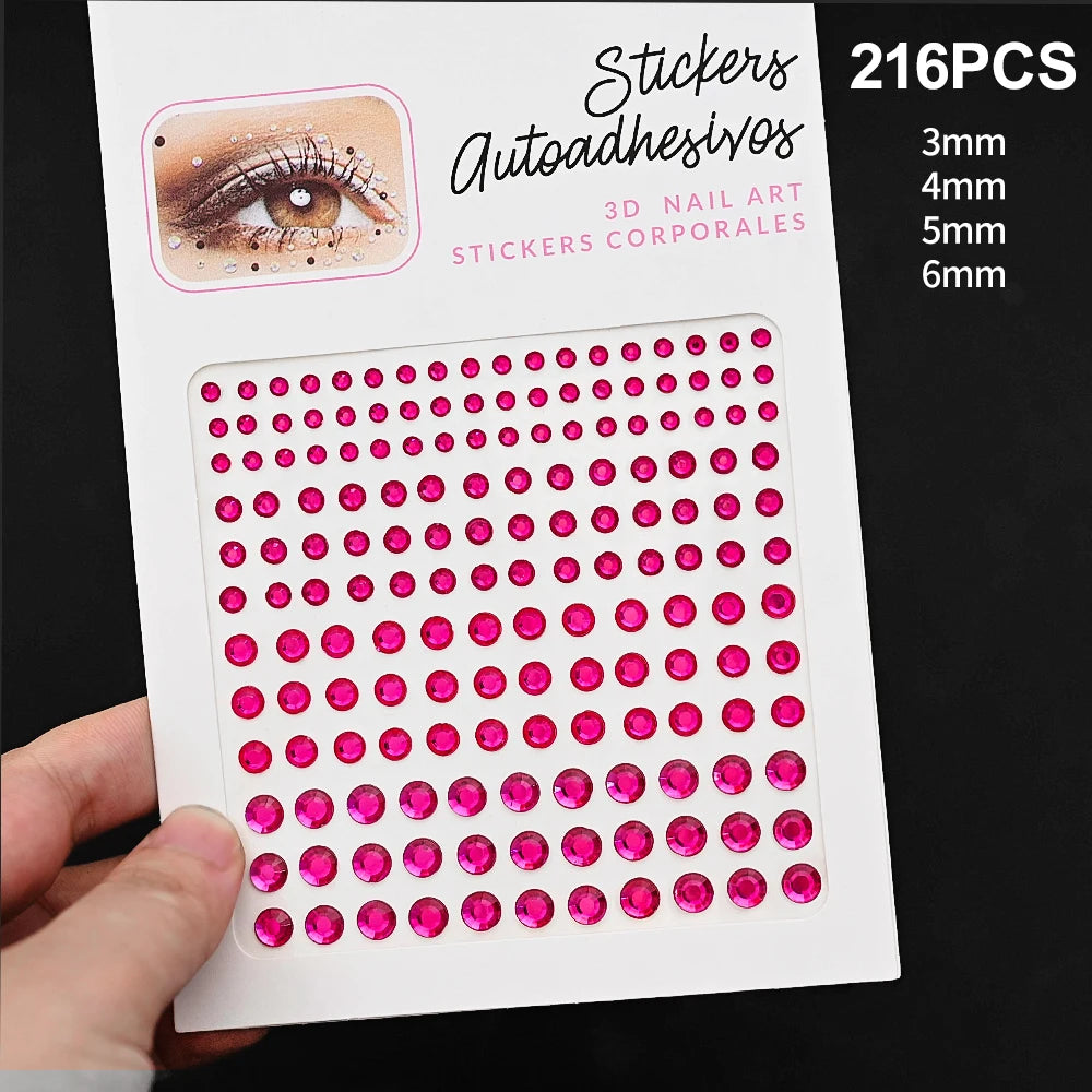 1Sheet 3D Rhinestone Face Tattoo Stickers Coloful Glitter Gems Sliders Festival/Makeup Waterproof With Diamond Tattoos Decals *&