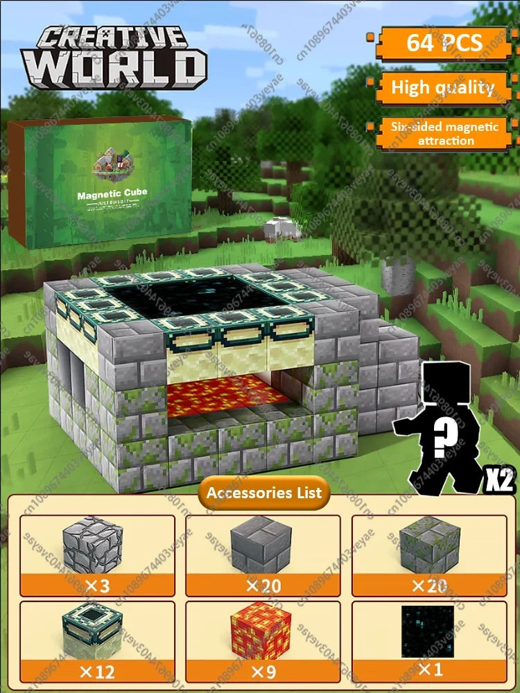 Magnetische Bausteine ​​Mine World Magnetwürfel-Set für Jungen und Mädchen, Kinder ab 3 Jahren, DIY-Modell, Kinder, STEM, sensorisches Spielzeug, Geschenk 