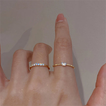 2PCS Aesthetic Elegant Dainty Crystal Heart Rings for Women Girls Gold Color Stackable Delicated Love Finger Ring Set Jewelry