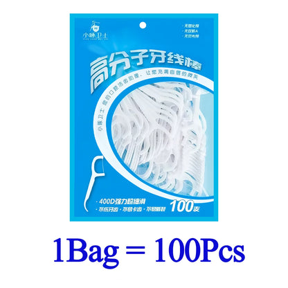 50-1000pcs Portable Dental Floss Pick Bow Shaped Super Thin Dental Floss Clean Between Teeth Interdental Brush Oral Hygiene Care