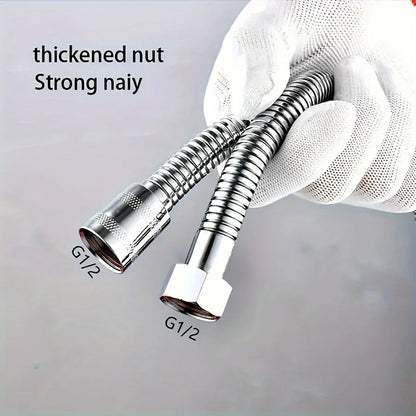1pc Flexible Stainless Steel Shower Hose - 1.5m/2m/3m, Explosion-Proof with Electroplated Metal Finish, Easy Wall-Mount Installa