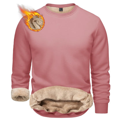 TACVASEN Winter Thicken Fleece Crewneck Sweatshirt Mens Warm Sherpa Lined Heavy Winter Pullover Basic Tops Shirts No Hood Hoodie