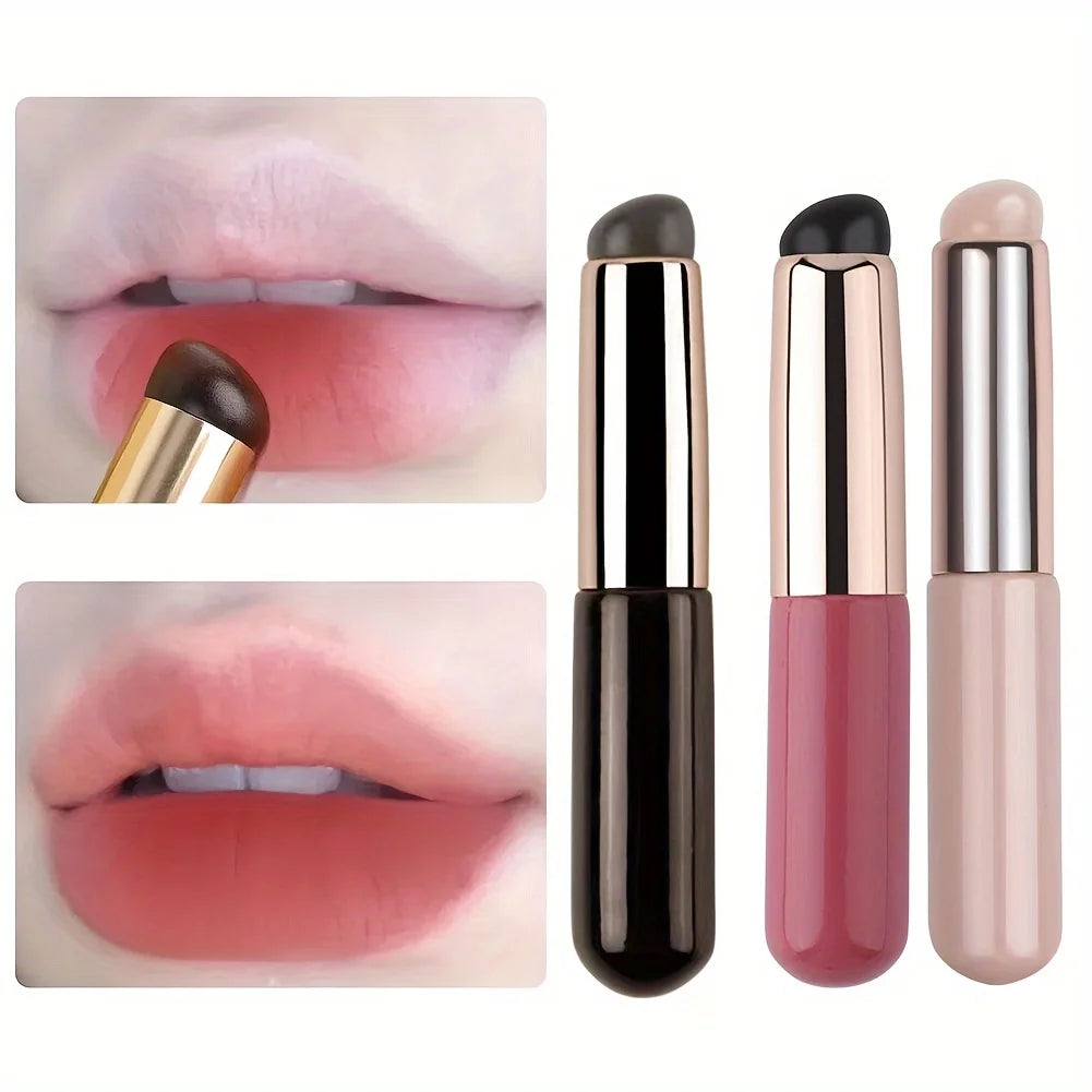 Tragbarer Lippenpinsel aus Silikon mit Abdeckung – Mini-Make-up-Applikator, einfach aufzutragen, geeignet für Lippenbalsam, Lippenstift-Hilfswerkzeug 