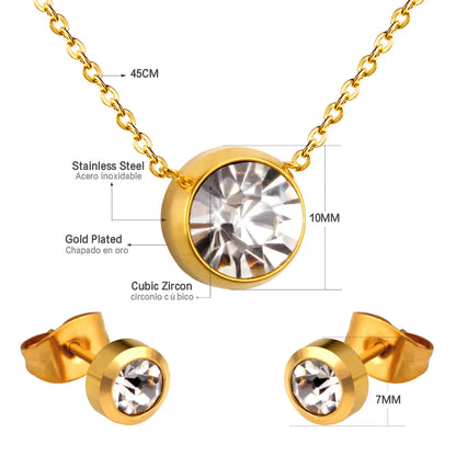 LUXUKISSKIDS Trendy Jewellery Sets Stainless Steel Adornment Woman 2024 Black White Shell Round Necklace Earrings Wedding Bridal