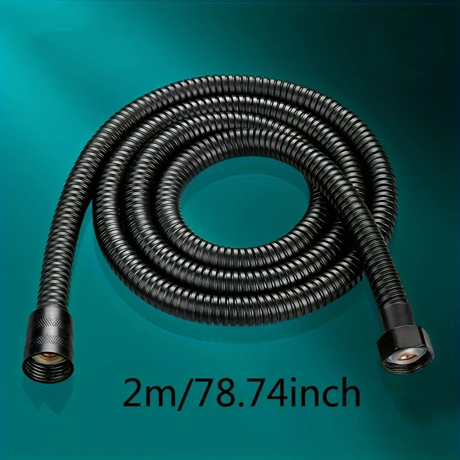 1pc Flexible Stainless Steel Shower Hose - 1.5m/2m/3m, Explosion-Proof with Electroplated Metal Finish, Easy Wall-Mount Installa