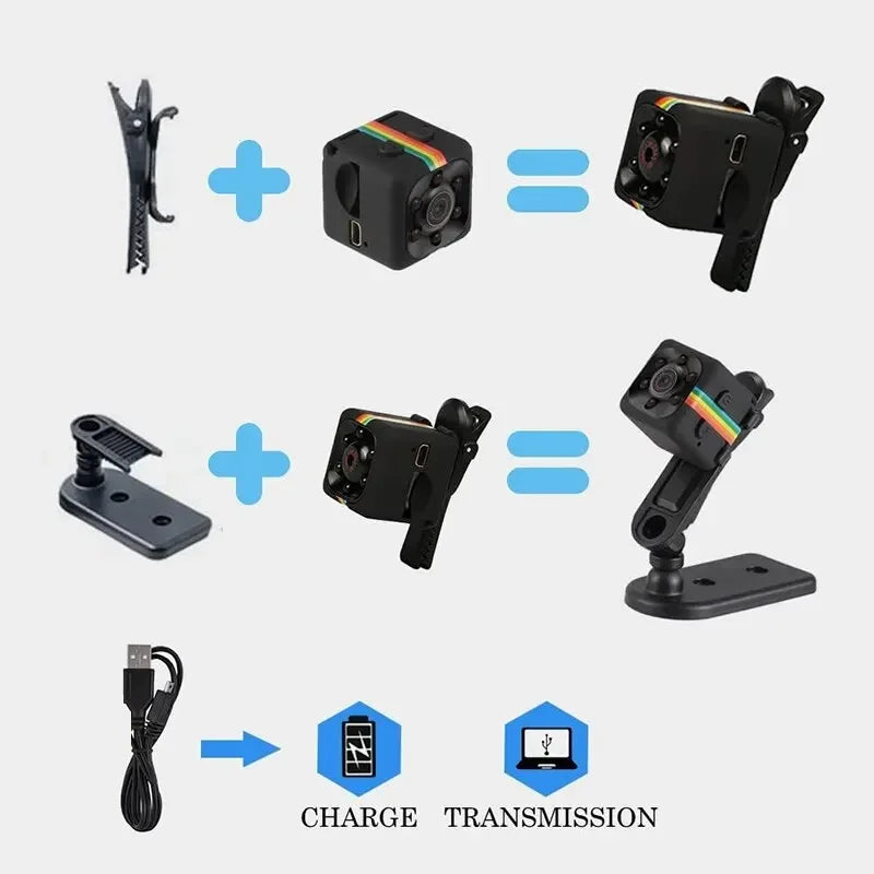 Portable HD Mini Camera Small Nanny Cam Video Voice Recorder Indoor Covert Security Camera for Home Office Surveillance