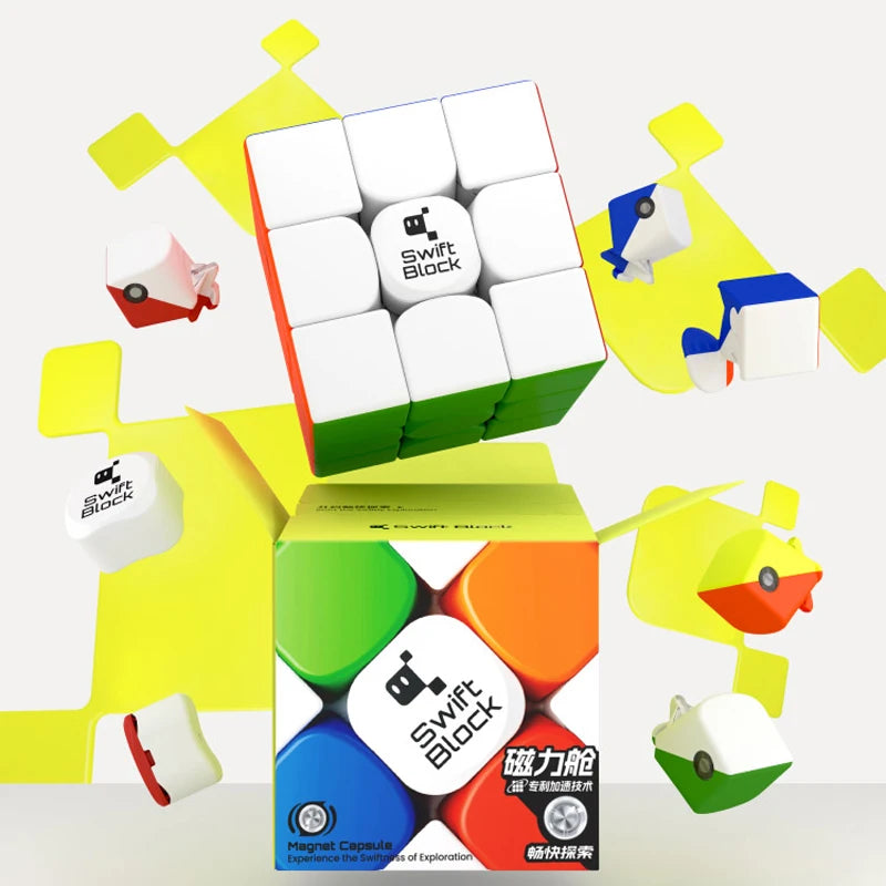 [Gan Swift Block 3x3 Magnetic Cube] 355S stickerless Professional Speed Cube Toy for Children